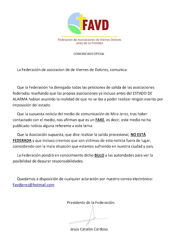 El bulo que circula por redes en Jerez: No habrá procesiones el Viernes de Dolores El bulo que circula por redes en Jerez: No habrá procesiones el Viernes de Dolores