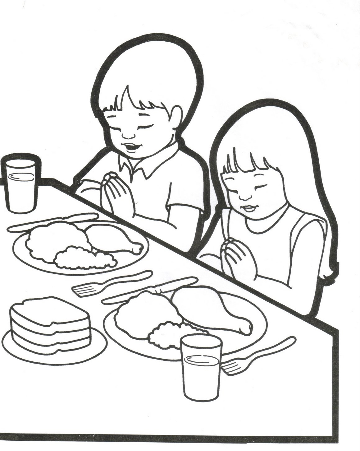 Me gusta la clase de religión: Colorear a niños rezando