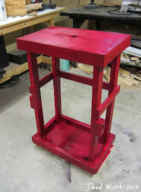 painted, finished, red miter saw stand