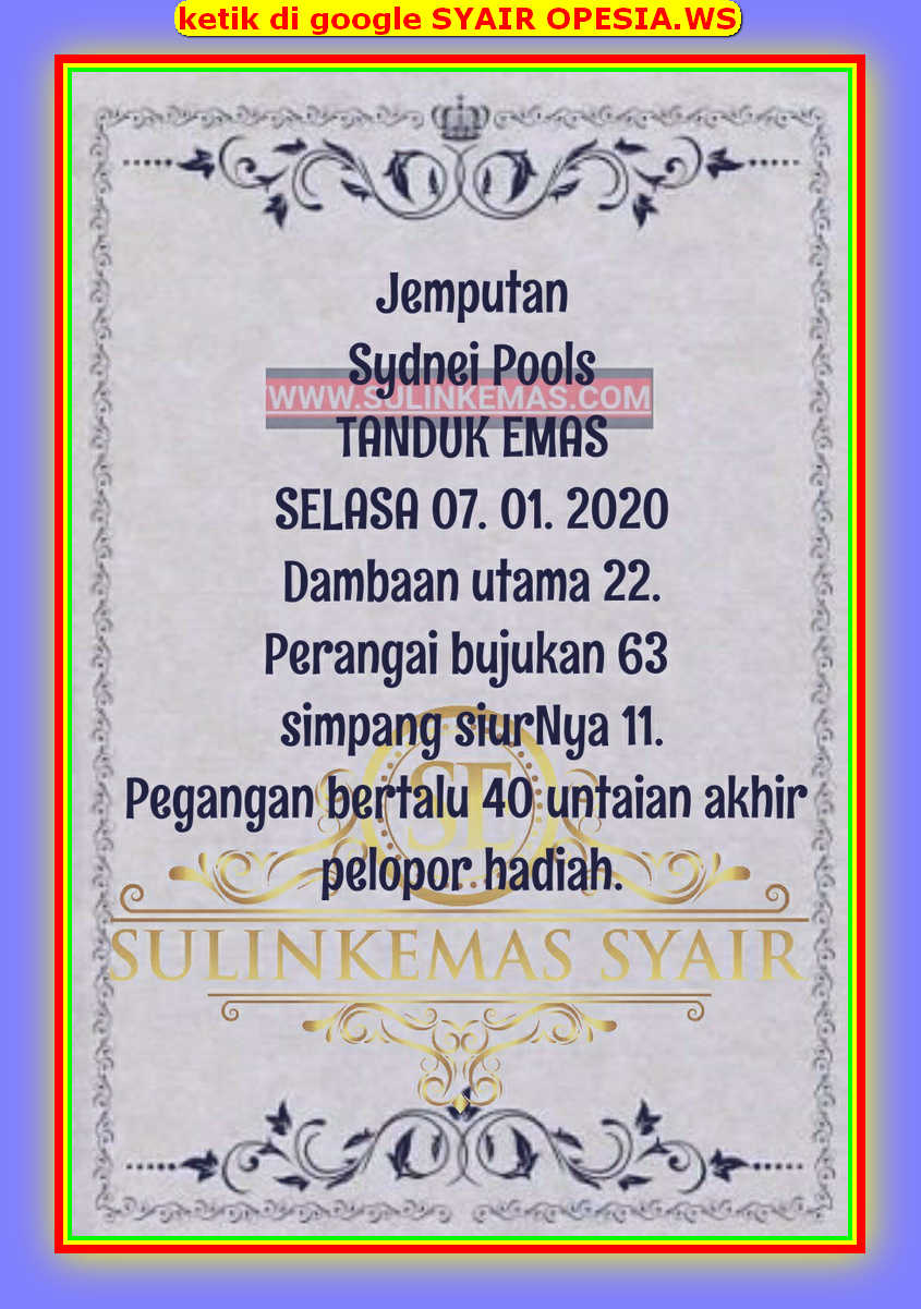 1 New Message Kode Syair Sydney 7 Januari 2020 Forum Syair Togel Hongkong Singapura Sydney