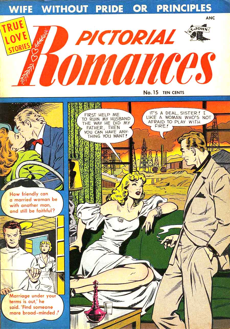 Pictorial Romances #15 st. john golden age 1950s romance comic book cover art by Matt Baker