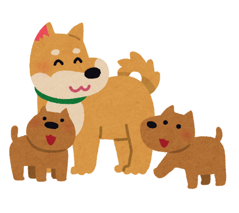 無料イラスト かわいいフリー素材集 犬の家族のイラスト