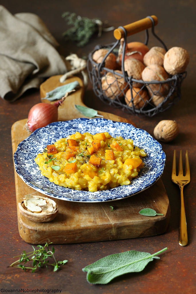 Risotto con la zucca, e funghi secchi la cuoca eclettica