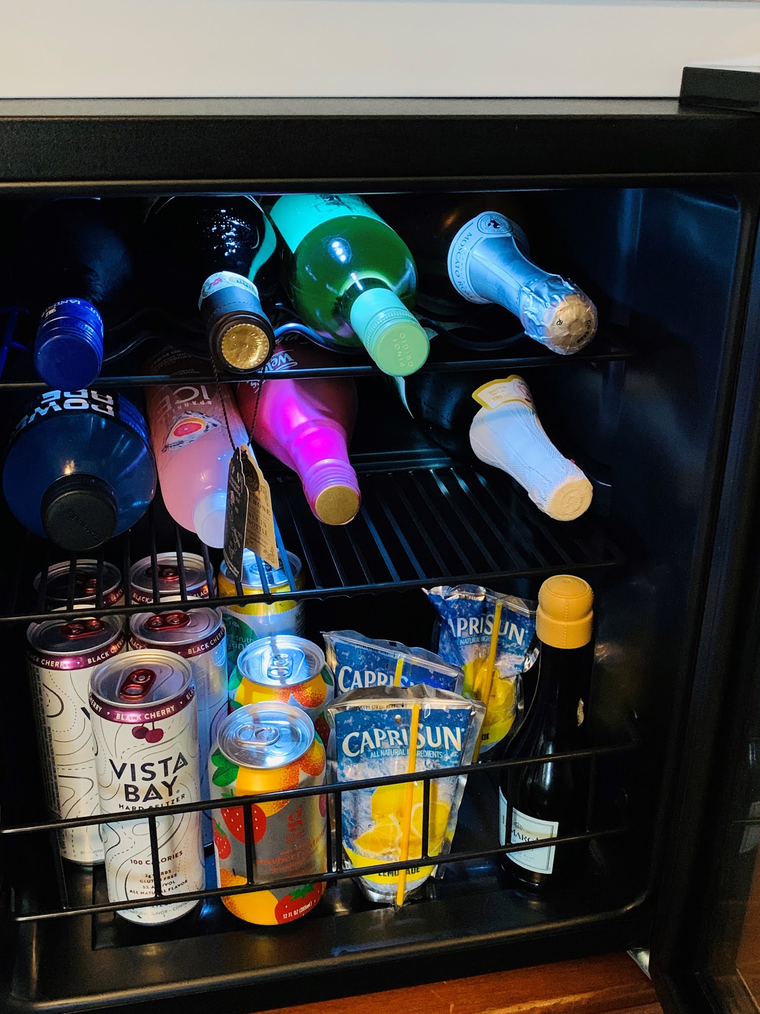 stocked wine fridge