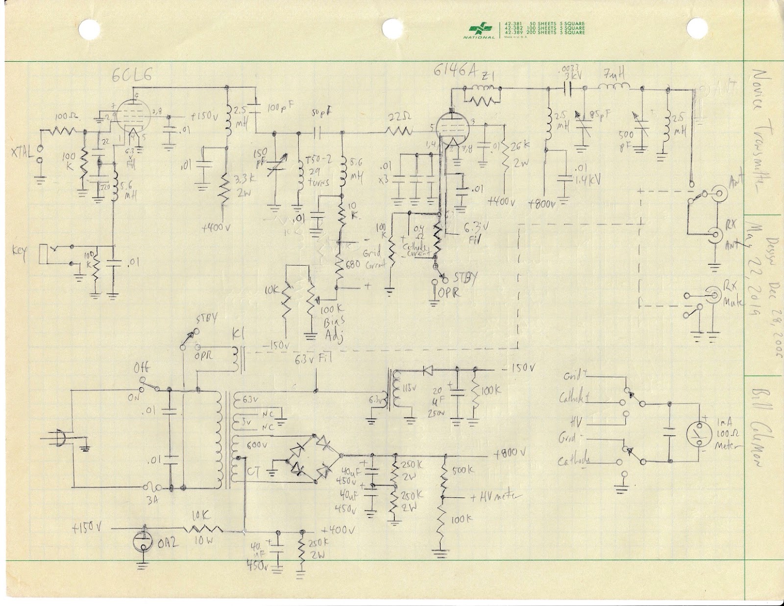 The Boring Ham Radio Part Schematic for the "Novice" Transmitter