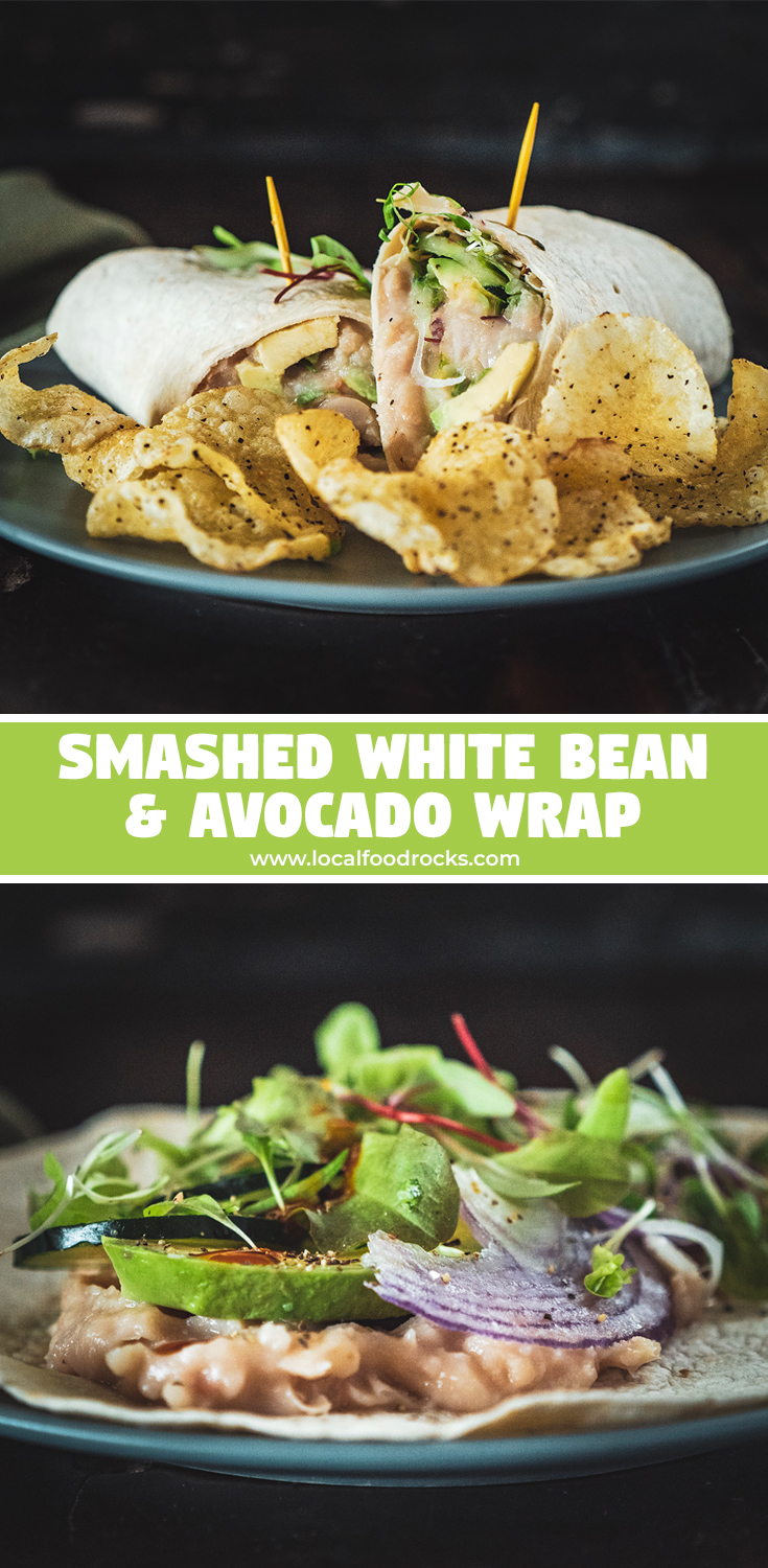 Smashed White Bean + Avocado Wrap Local Food Rocks