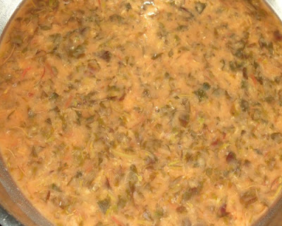 cooked dal and leaves