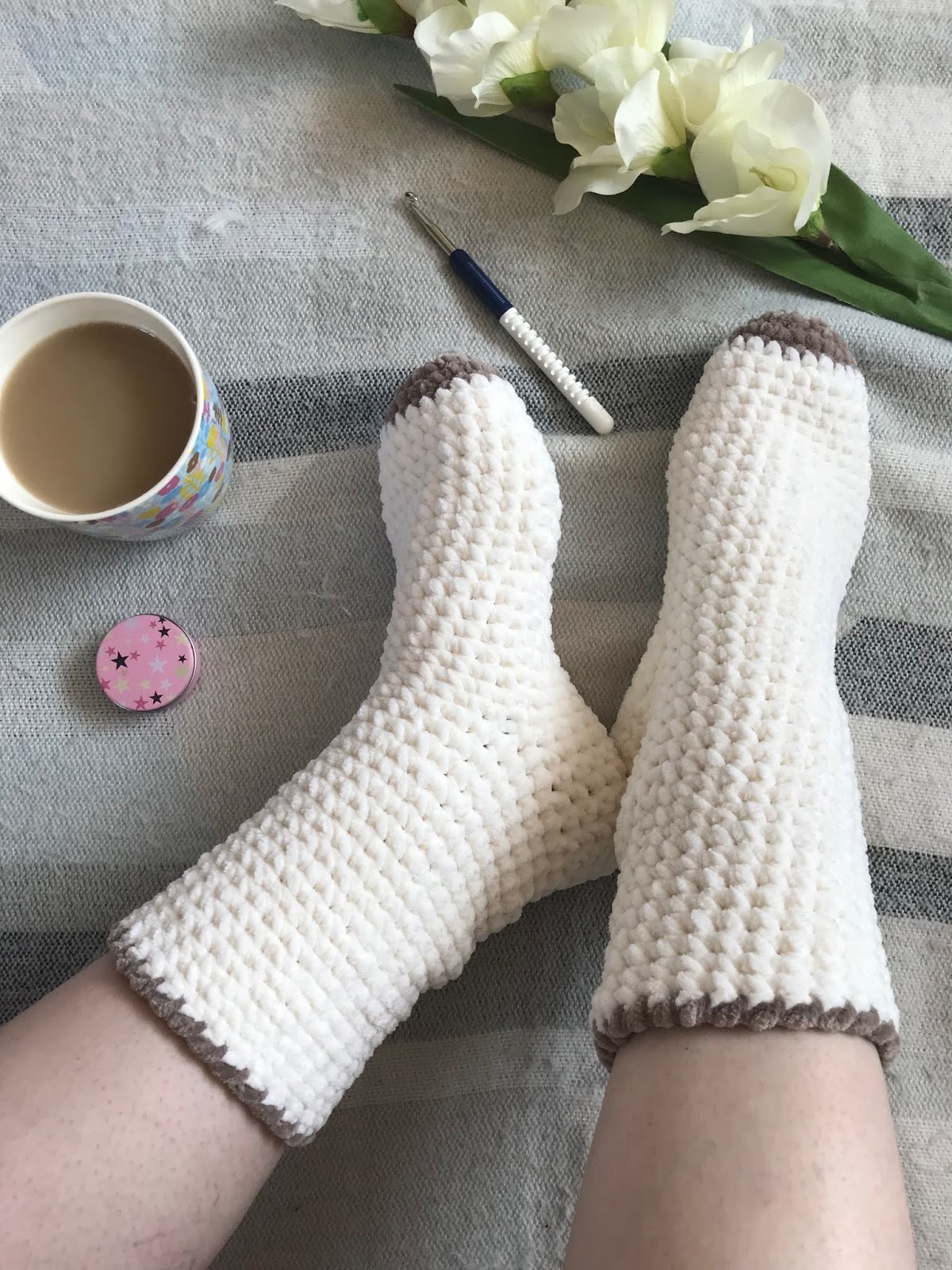 crochet bed socks pattern free