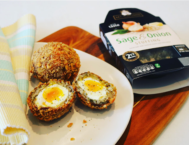 Scotch Eggs made with Mr. Crumb Stuffing