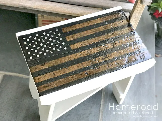 Black and white American flag bench DIY