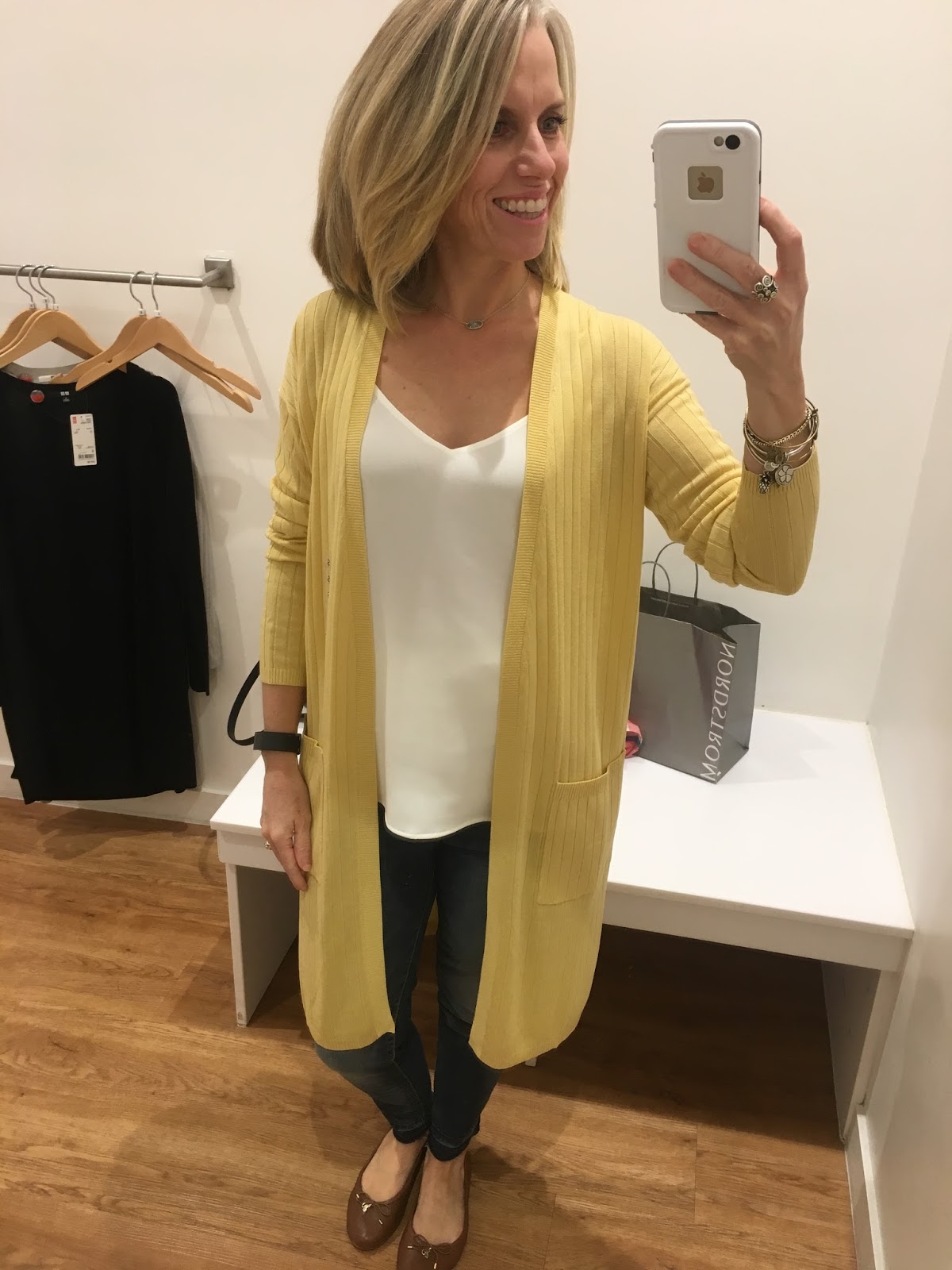 uniqlo yellow cardigan