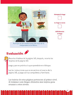 Apoyo Primaria Exploración de la Naturaleza y la Sociedad 1er grado Bloque 1 Autoevauación, Evaluacón