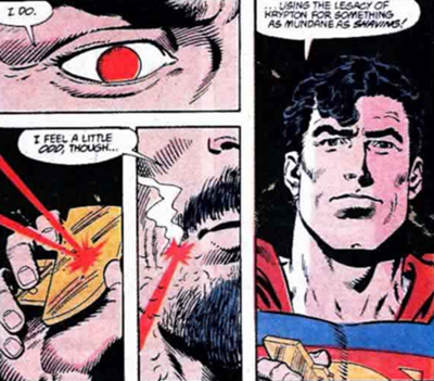 To shave, Superman uses his powers