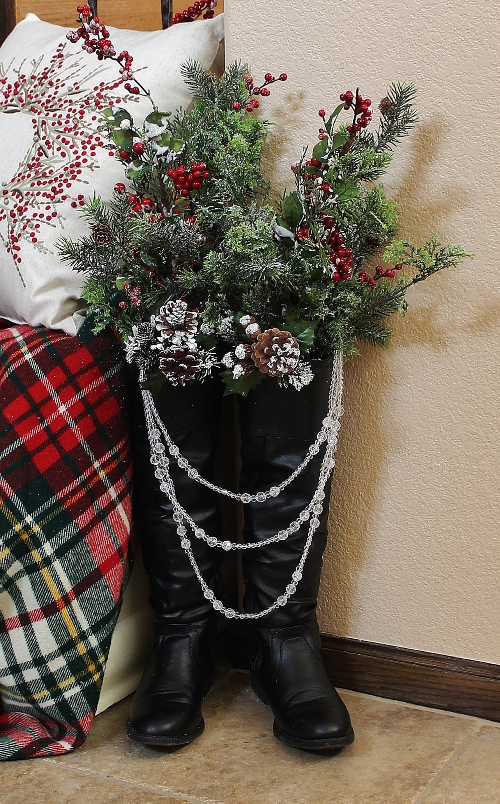 Southern Seazons Christmas bench in the foyer
