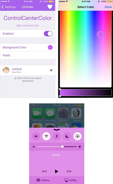 CCColor: CCColor lets you change the control center color with your own custom color. 