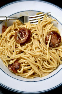 Cheesy Garlic Sausage and Bacon Carbonara: Savory Sweet and Satisfying Cheesy Garlic Sausage and Bacon Carbonara: Savory Sweet and Satisfying
