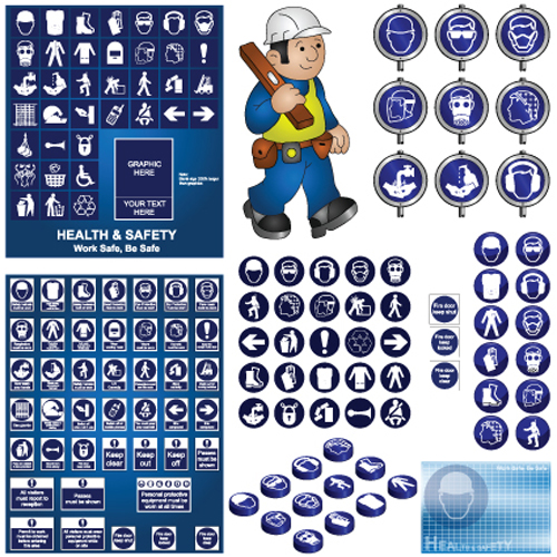 iconos y simbolos de prevencion de riesgos en vector