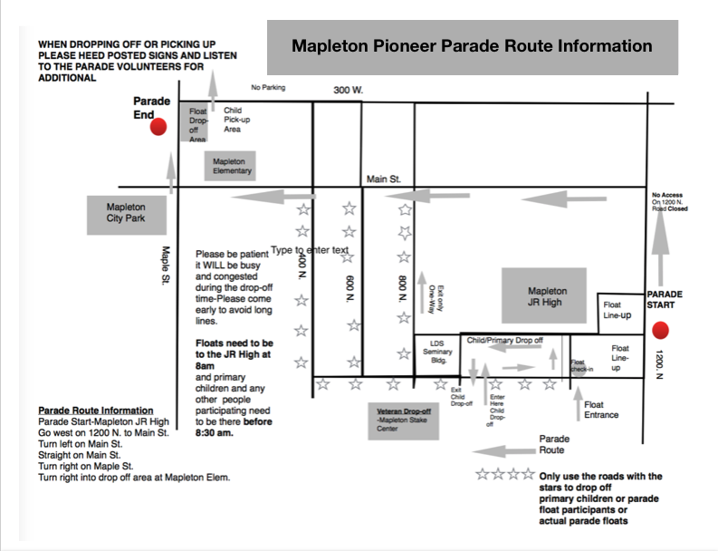 Mapleton Pioneer Day Parade Parade Map