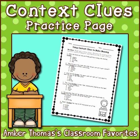 http://www.teacherspayteachers.com/Product/Context-Clues-Practice-Page-1845482