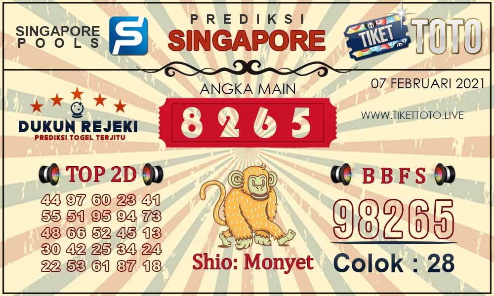 Prediksi Togel SINGAPORE TIKETTOTO 07 FEBRUARI 2021