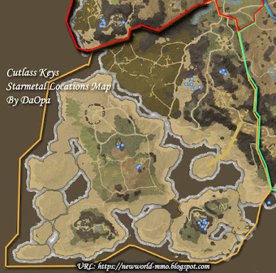 Cutlass Keys starmetal node locations map