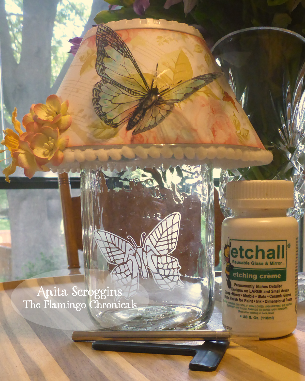 Mason Jar Lamp with Decorated Shade The Flamingo Chronicals Mason