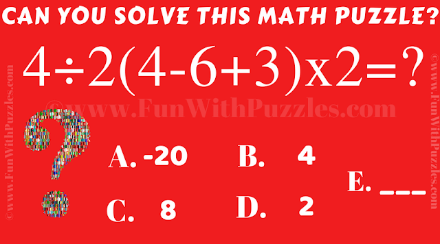 4/2(4-6+3)x2=?. Can you solve this Math Puzzle for Kids?