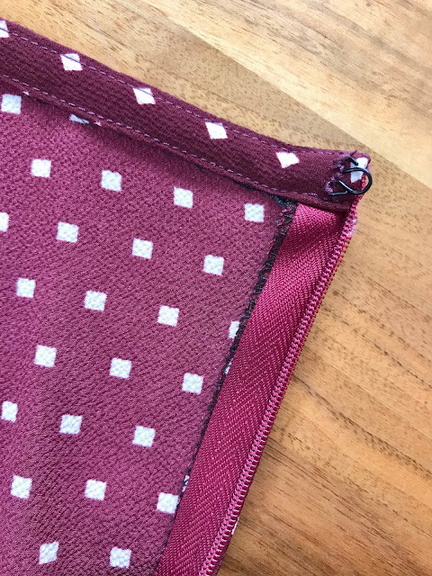 Diary of a Chain Stitcher: Tessuti Evie Bias Skirt in Maroon Polka Dot Polyester Crepe from The Fabric Store 