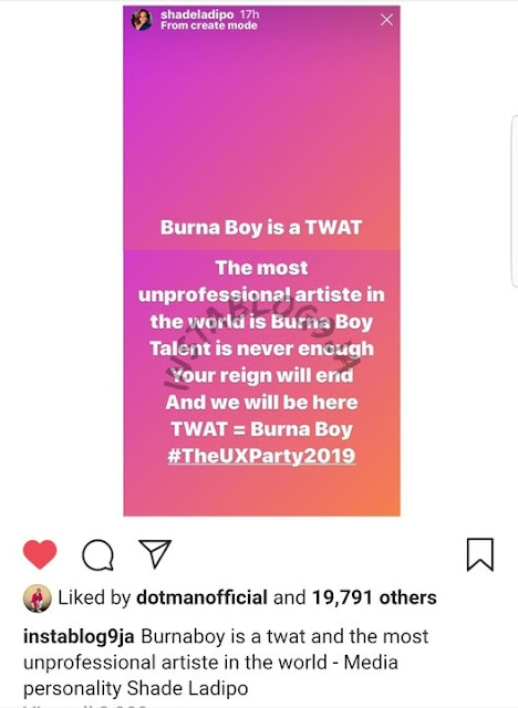 ‘Burna Boy Is The Most Unprofessional Artiste’ - Media Personality, Shade Ladipo