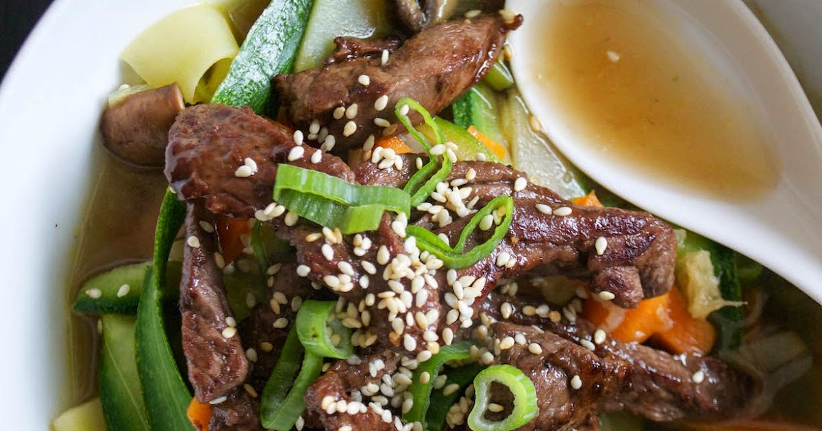 COMFORT BITES BLOG Paleo HoneyGlazed Beef and Zoodle Soup, ChineseStyle
