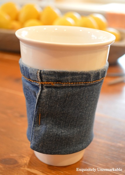 Pinning jeans around cup
