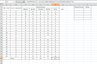 Rumus Excel Menghitung Nilai Soal Pilihan Ganda