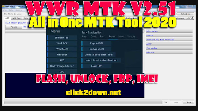 WWR MTK v2.51 All in One MTK Tool (2020) For Flash, Unlock, Frp, imei,Bootloader Unlock WWR MTK v2.51 All in One MTK Tool (2020) For Flash, Unlock, Frp, imei,Bootloader Unlock