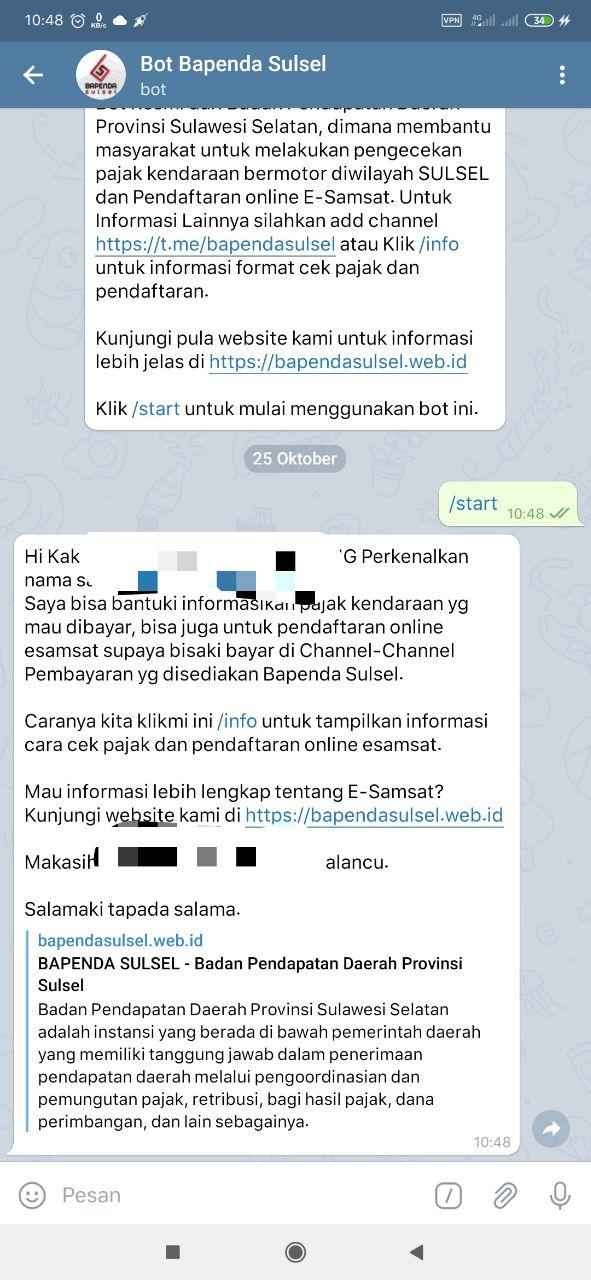 Hindari Pungli Cara Cek Pajak Kendaraan Bermotor Secara Online Menggunakan Aplikasi Telegram
