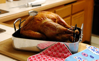 roasted turkey with meat thermometer