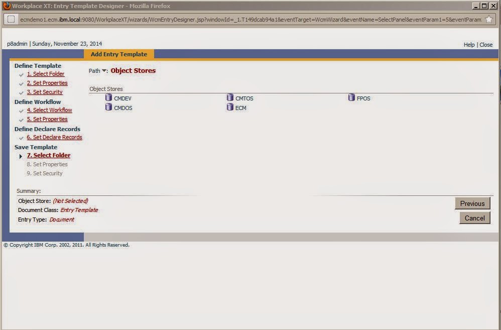 FileNet P8 Development tutorials: Design Entry Template in FileNet ...