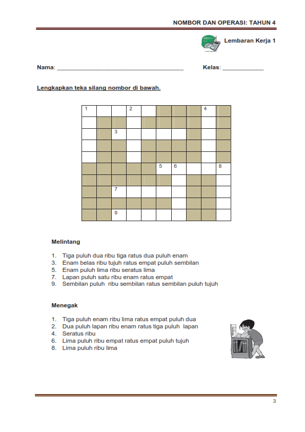 LATIHAN MATEMATIK TAHUN 4 MENULIS NOMBOR