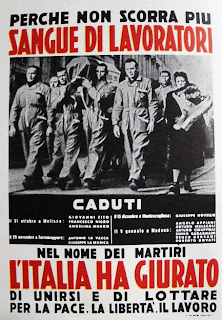 [sangue dei lavoratiri caduti in italia, ha giurato di unirsi e di lottare per la pace la libertà il lavoro]