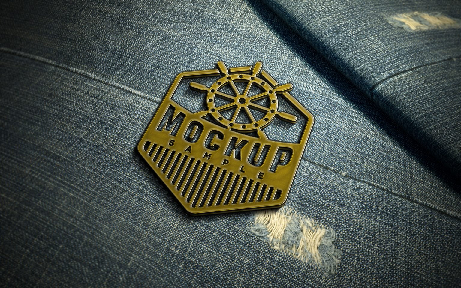 Metal Badge On Jeans Logo Mockup