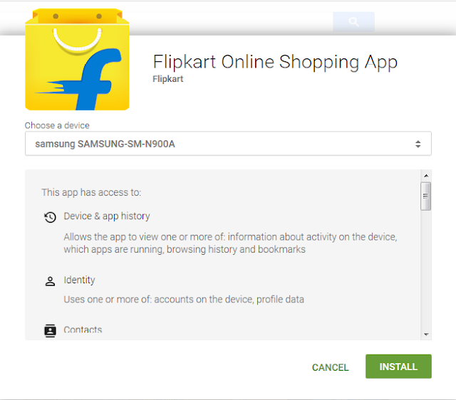 Flipkart app page