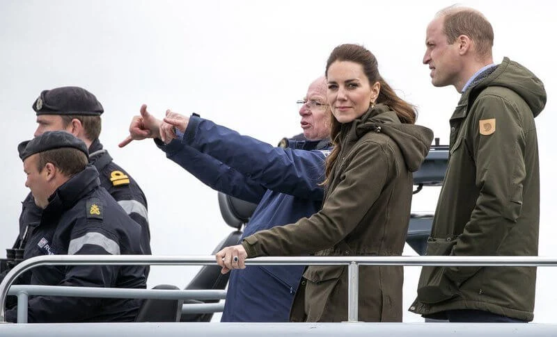 Kate Middleton wore- a new dobby cotton blouse by Scottish brand Brora, and new woodcock advanced jacket by Seeland