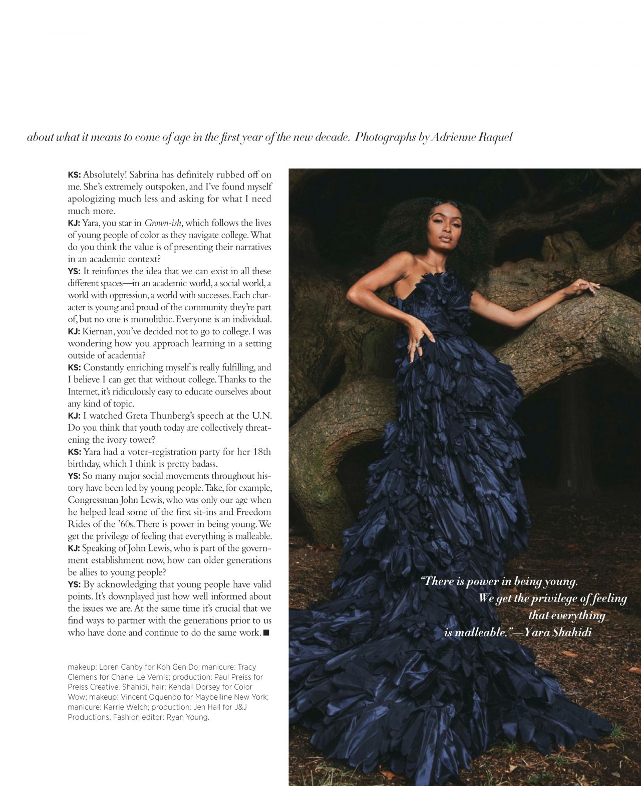 Kiernan Shipka and Yara Shahidi – Harper’s Bazaar US December 2019