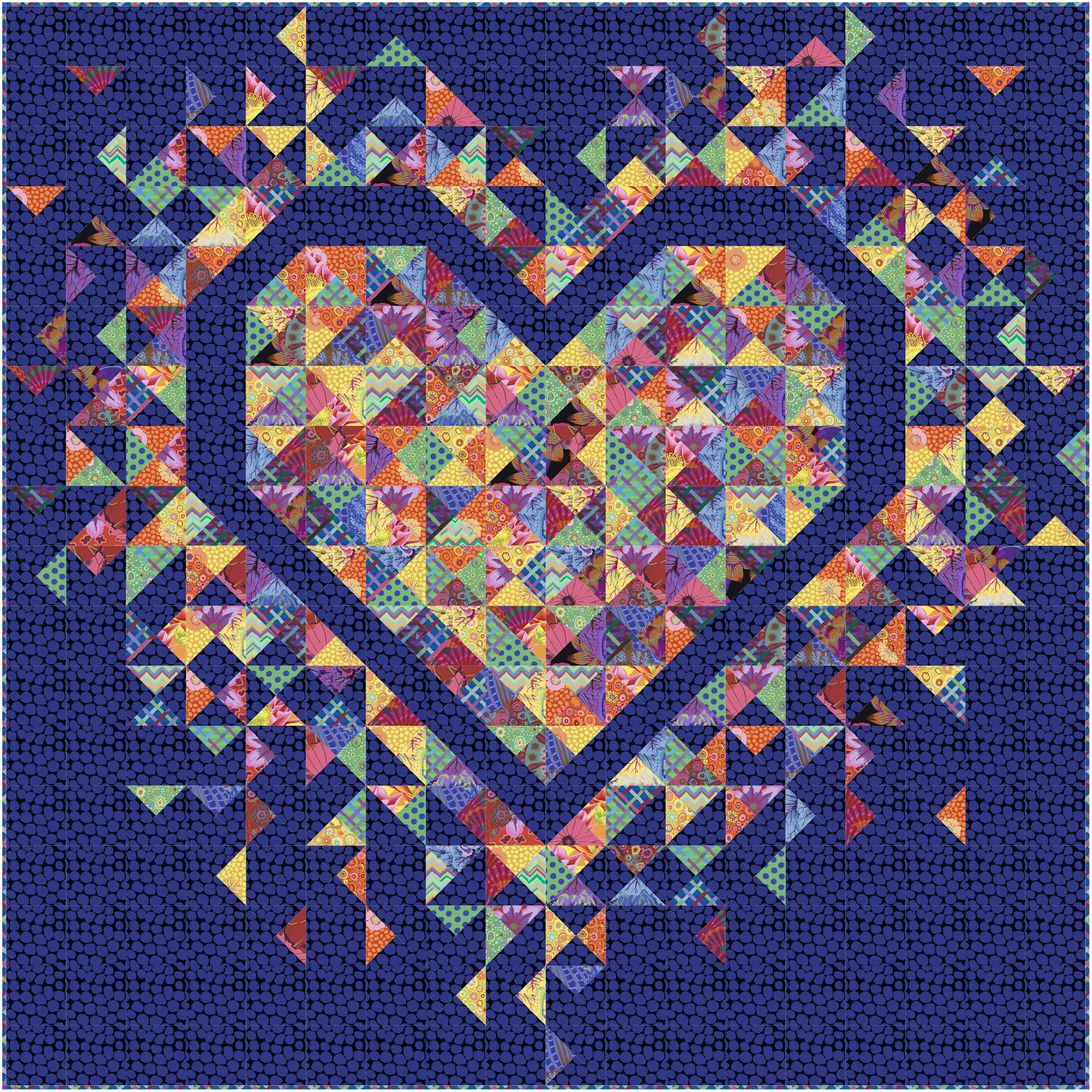 Slice of Pi Quilts: Exploding Heart Quilt in Parakeet