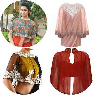 Top 10 saree blouse designs, Best Saree Blouse Designs 2017, Must Have Saree Blouse designs, cold shoulder blouses, cape style saree blouses, bell sleeves saree blouses, back neckline saree blouse designs, blouse designs to choose, 
