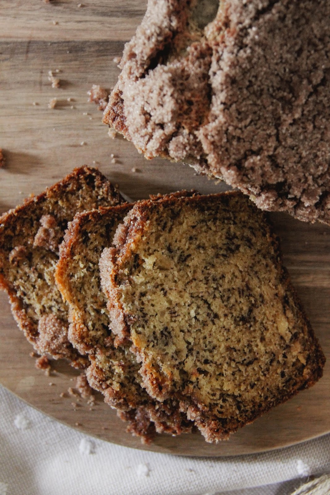 Banana Bread + A Cinnamon Sugar Crumble Topping Home On Oak