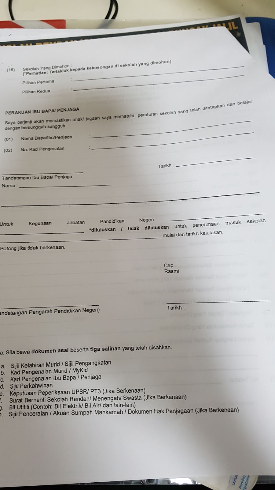 Surat Rayuan Pertukaran Hospital - Selangor o