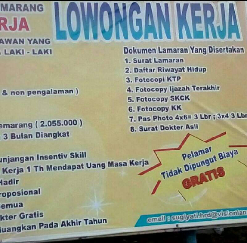 Pt Vision Land Semarang Perusahaan Garmen Membuka Loker Jahit