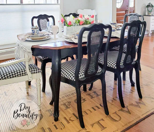 black dining table and chairs