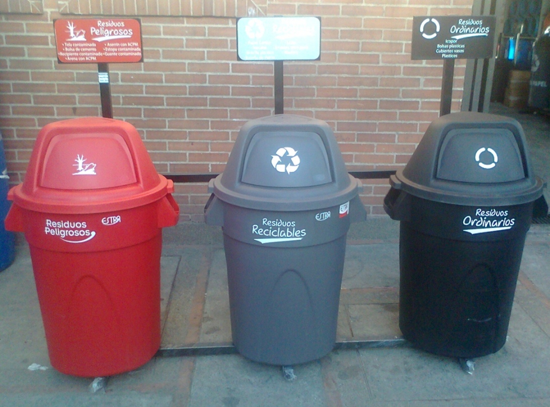 colores de canecas de reciclaje