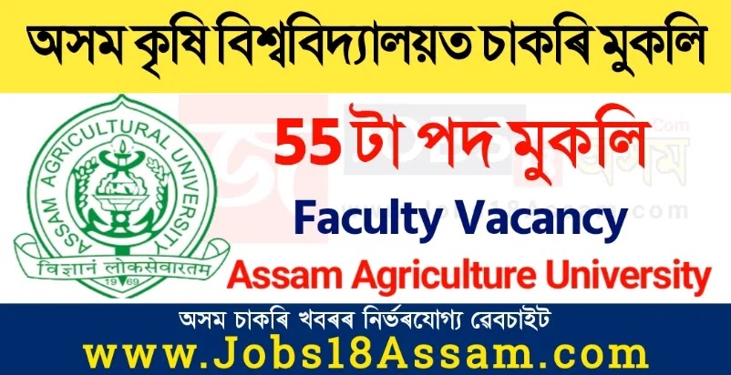 Assam Agricultural University Recruitment 2022 - 55 Faculty Vacancy